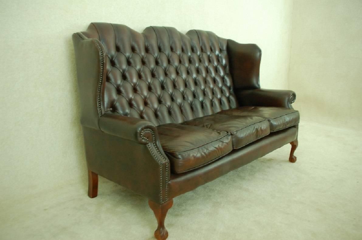 Dutch Delta Chesterfield Queen Anne Playwing Regency Three-Seat For Sale
