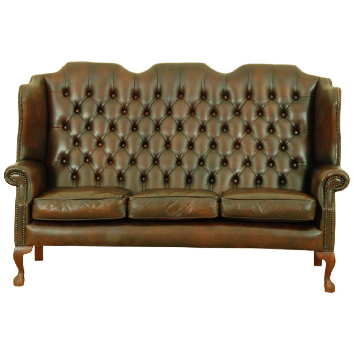 Delta Chesterfield Queen Anne Playwing Regency Three-Seat For Sale