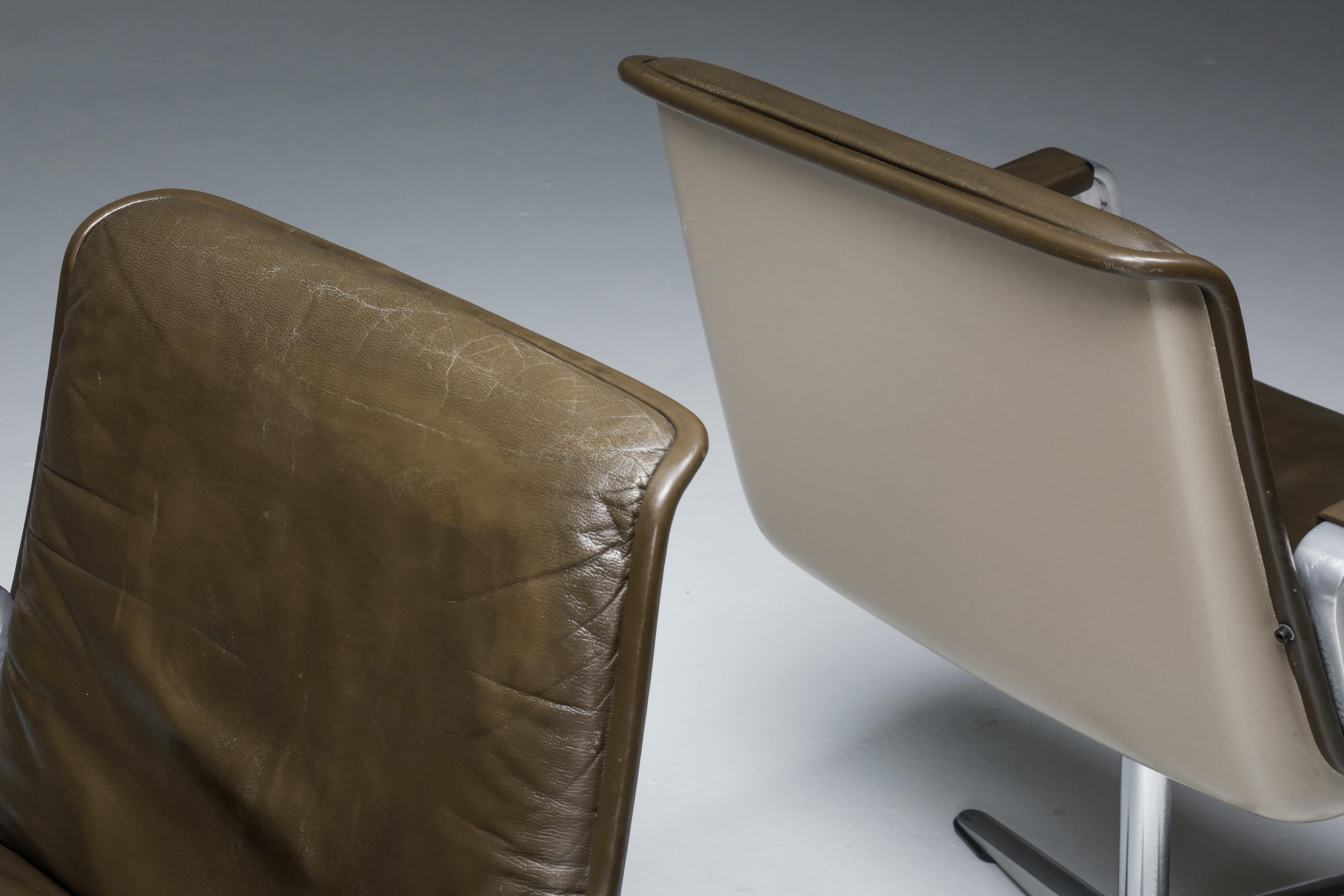 Aluminum Delta Design Program 2000 Office Armchairs in Padded Leather for Wilkhahn For Sale