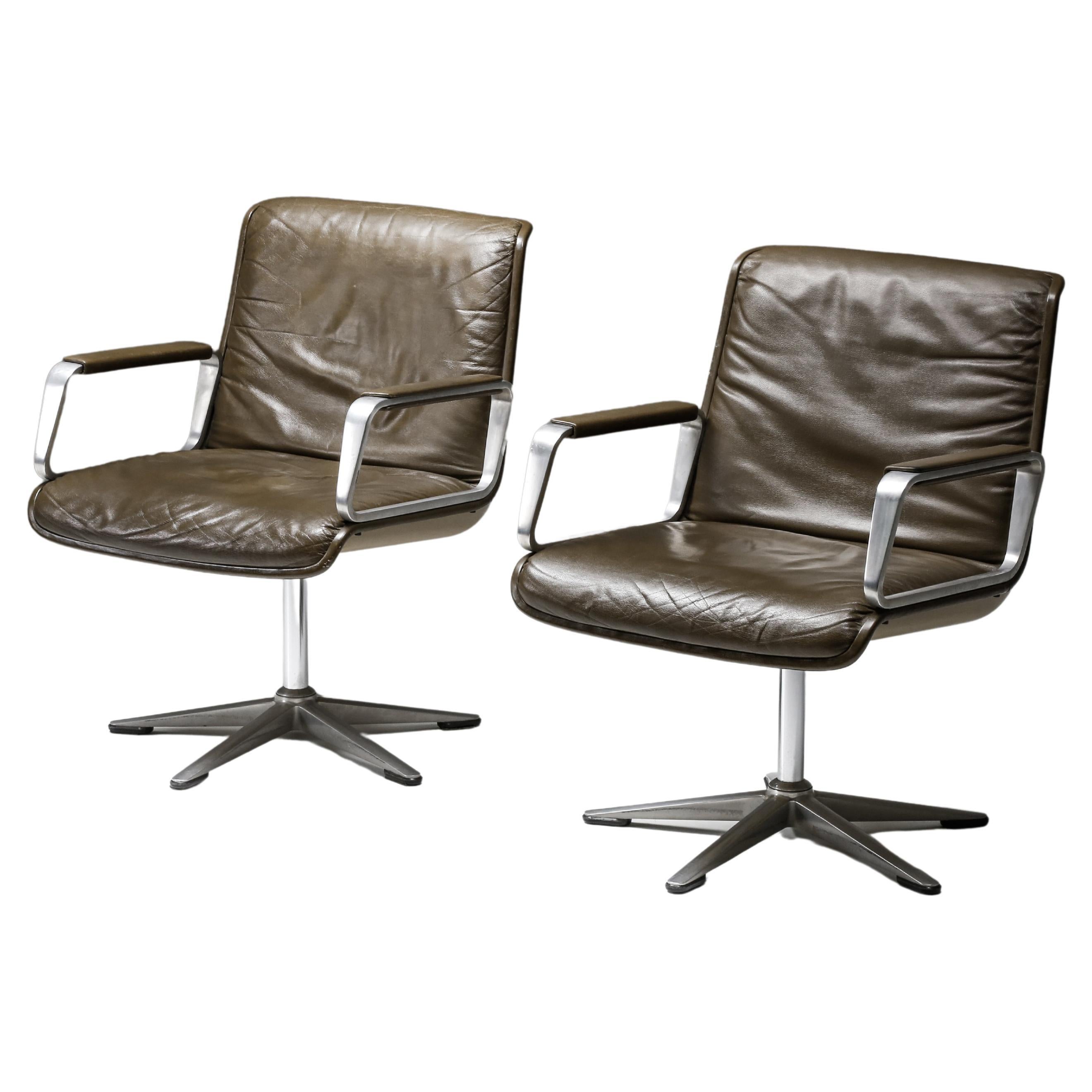 Delta Design Program 2000 Office Armchairs in Padded Leather for Wilkhahn For Sale