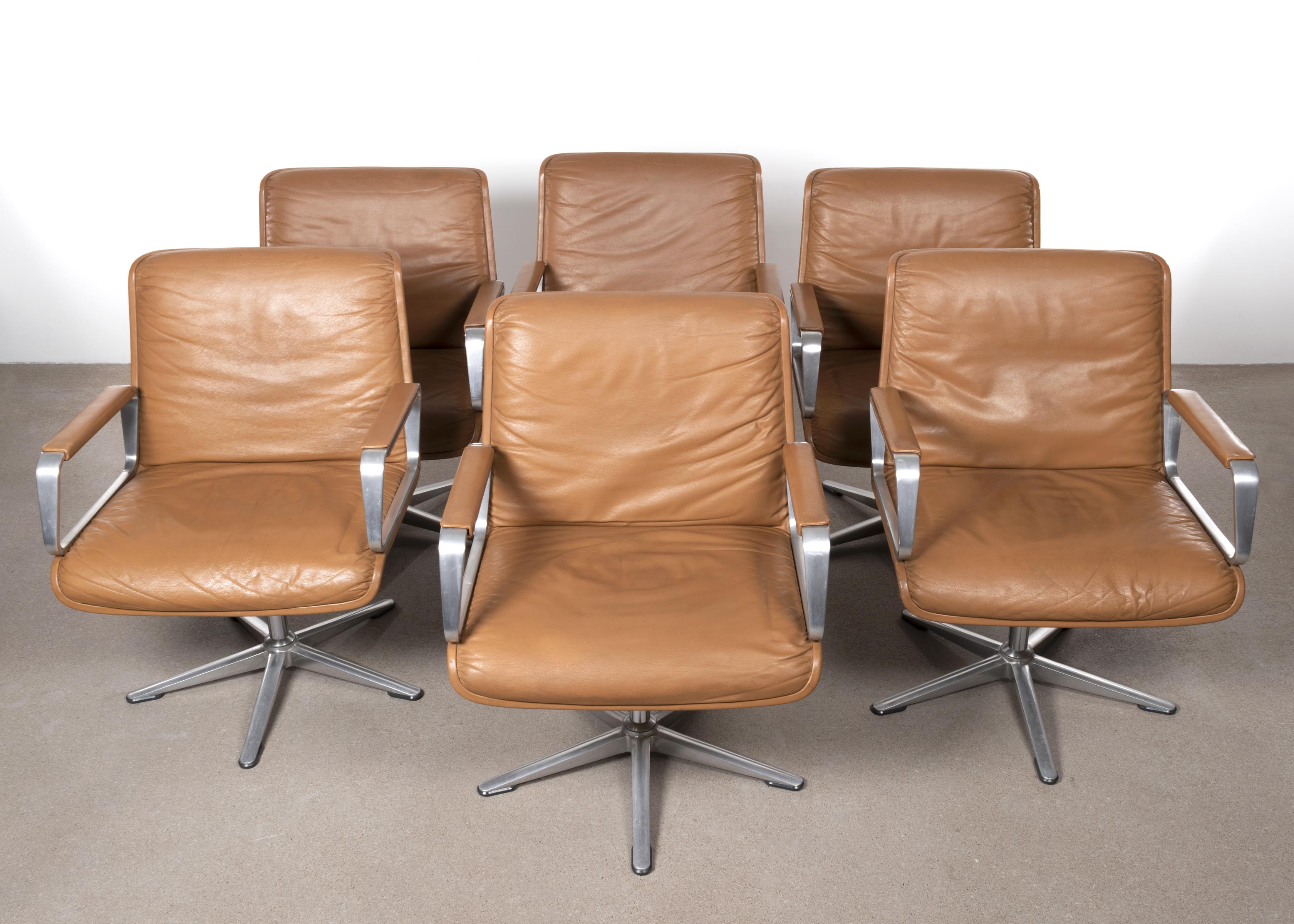 Delta Design Program 2000 Soft Pad Chairs in Cognac Leather for Wilkhahn, 1968 1