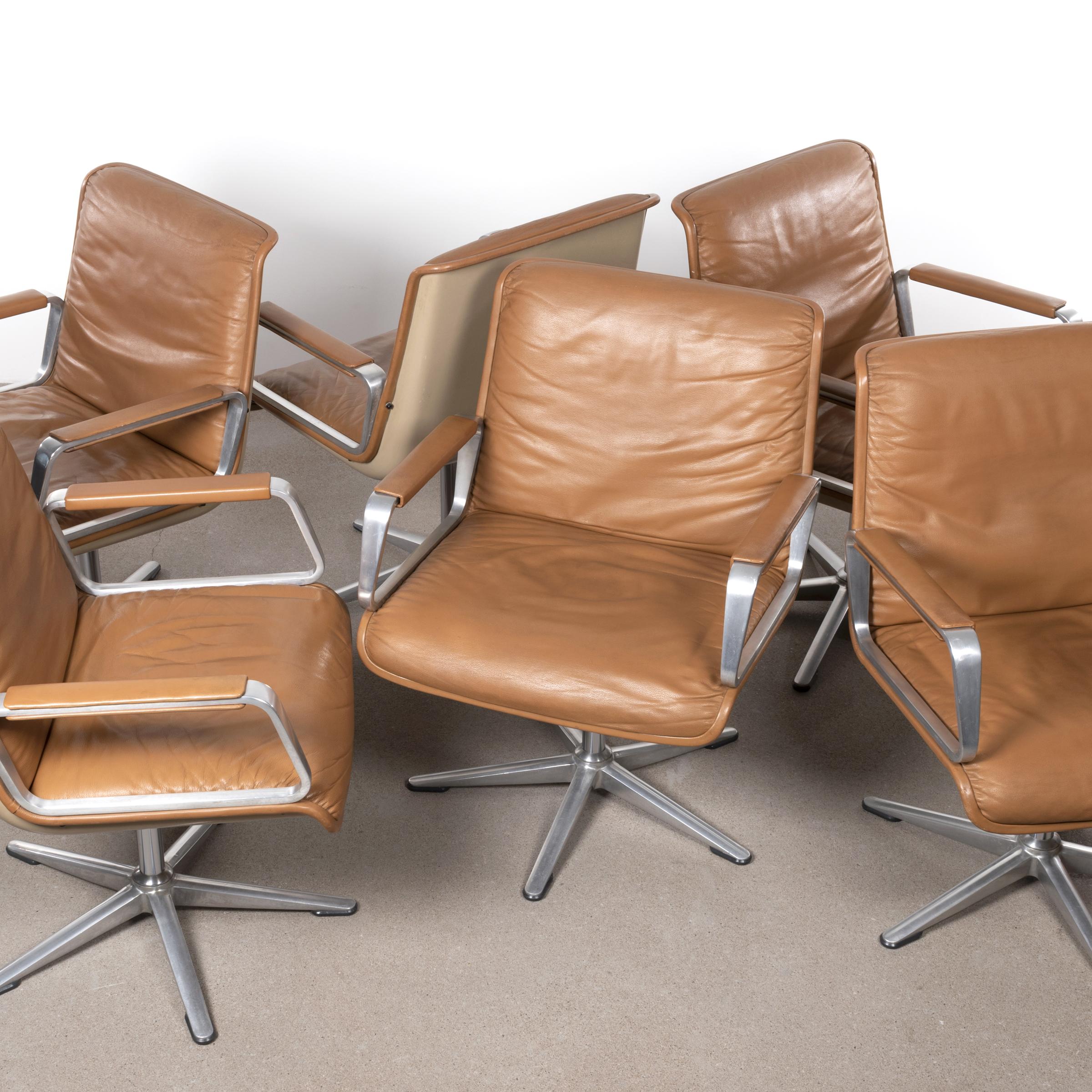 Delta Design Program 2000 Soft Pad Chairs in Cognac Leather for Wilkhahn, 1968 In Good Condition In Amsterdam, NL