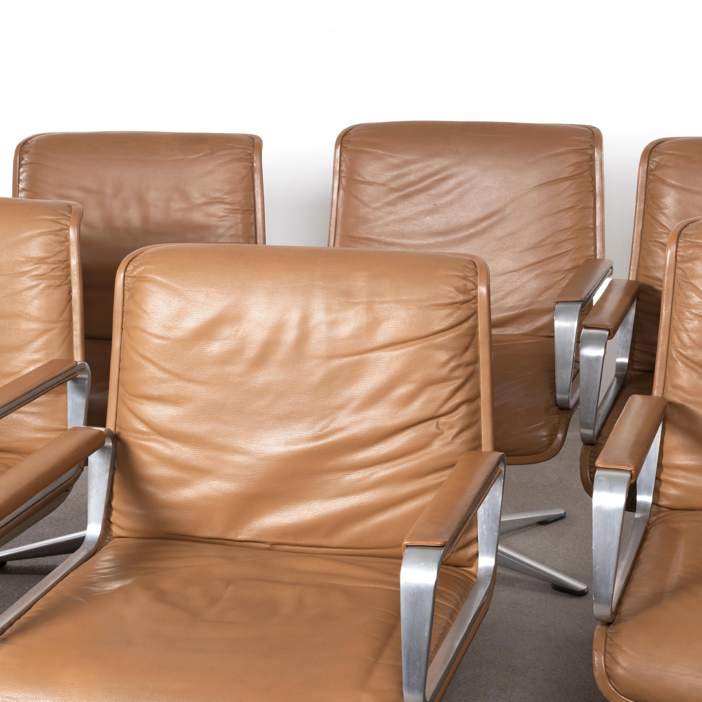 Mid-20th Century Delta Design Program 2000 Soft Pad Chairs in Cognac Leather for Wilkhahn, 1968