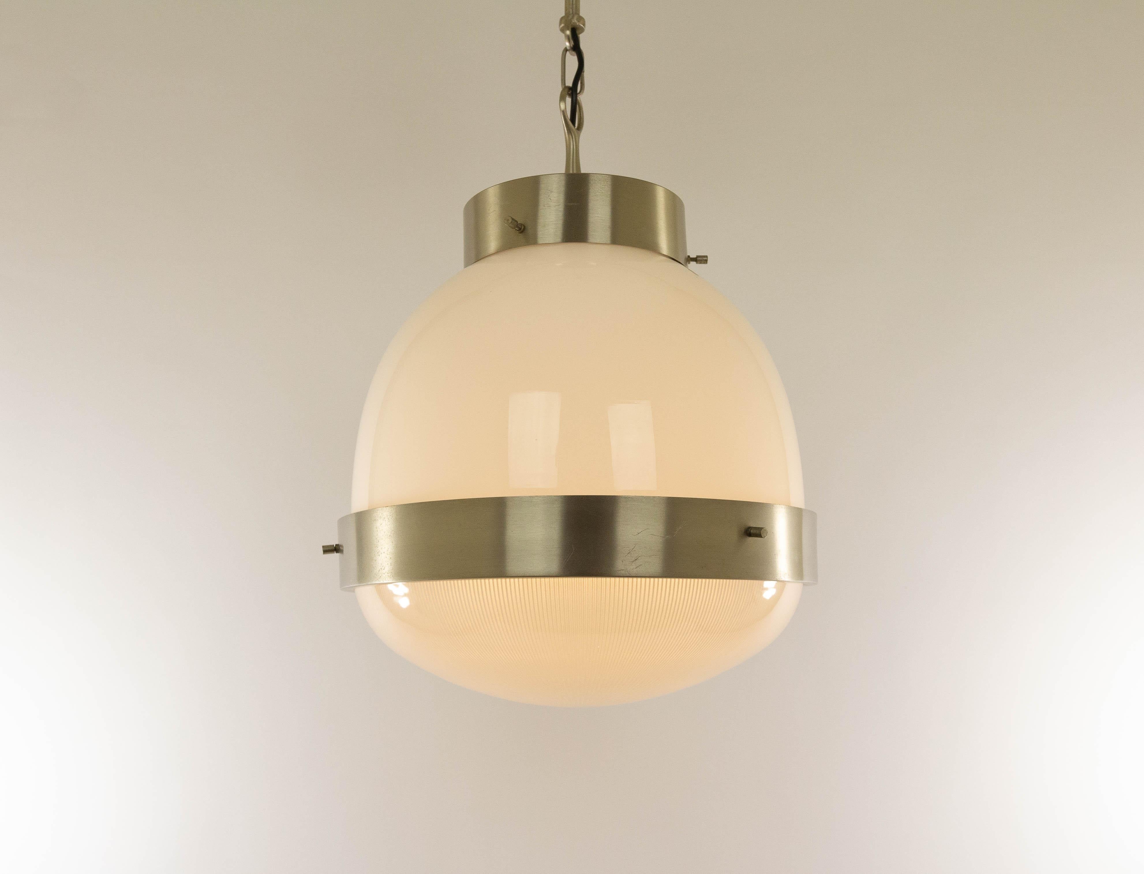 Italian Delta Glass and Nickel Pendant by Sergio Mazza for Artemide, 1960s For Sale