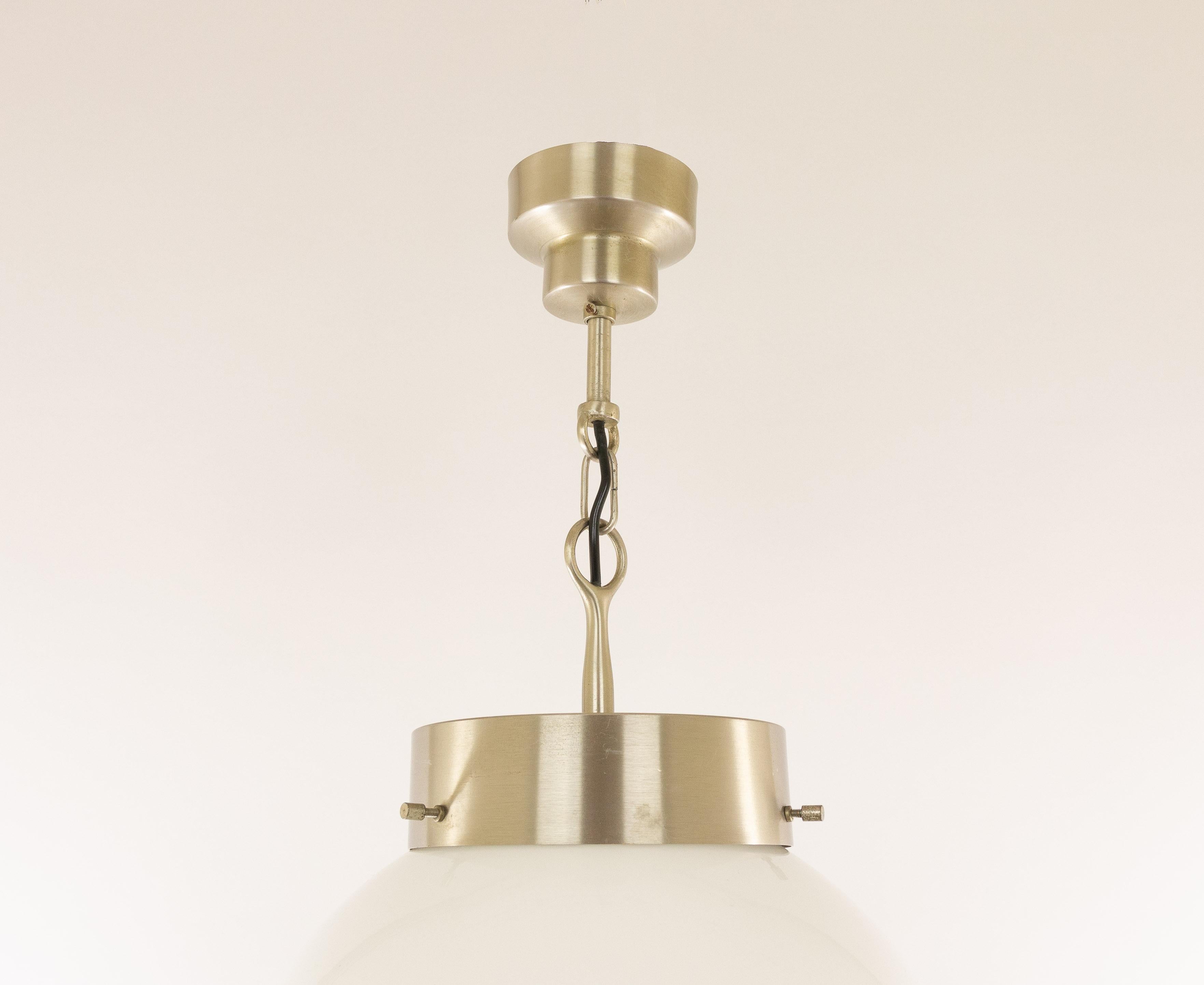 Lacquered Delta Glass and Nickel Pendant by Sergio Mazza for Artemide, 1960s For Sale