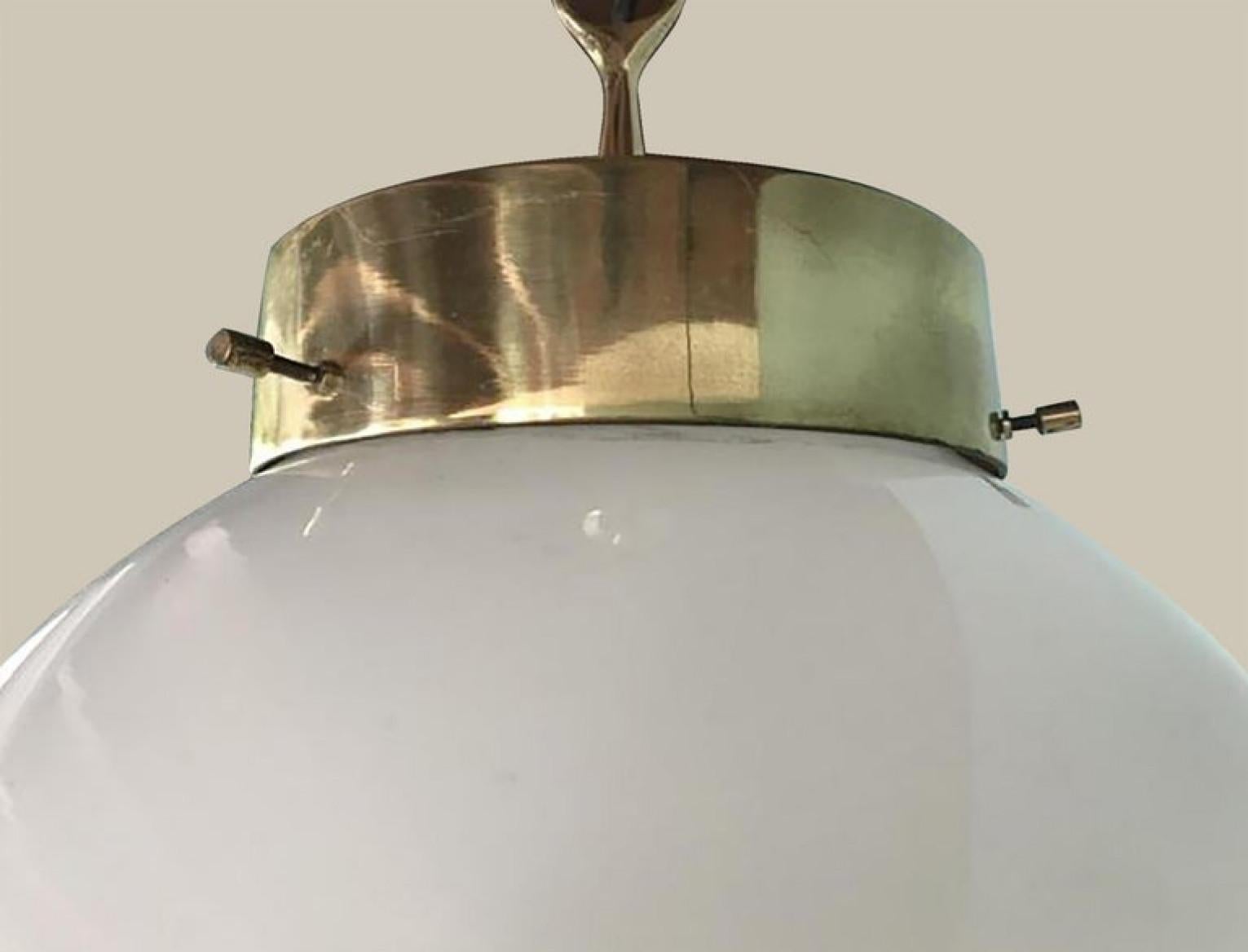 Delta Grande Pendant Light Glass Brass by Sergio Mazza for Artemide, 1960s, Pair For Sale 3