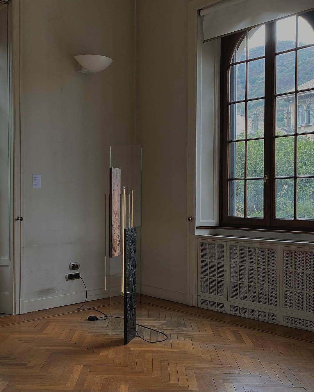 Overlapping Rectangular Green and Pink Marble Floor Lamp by Frederic Saulou For Sale 7