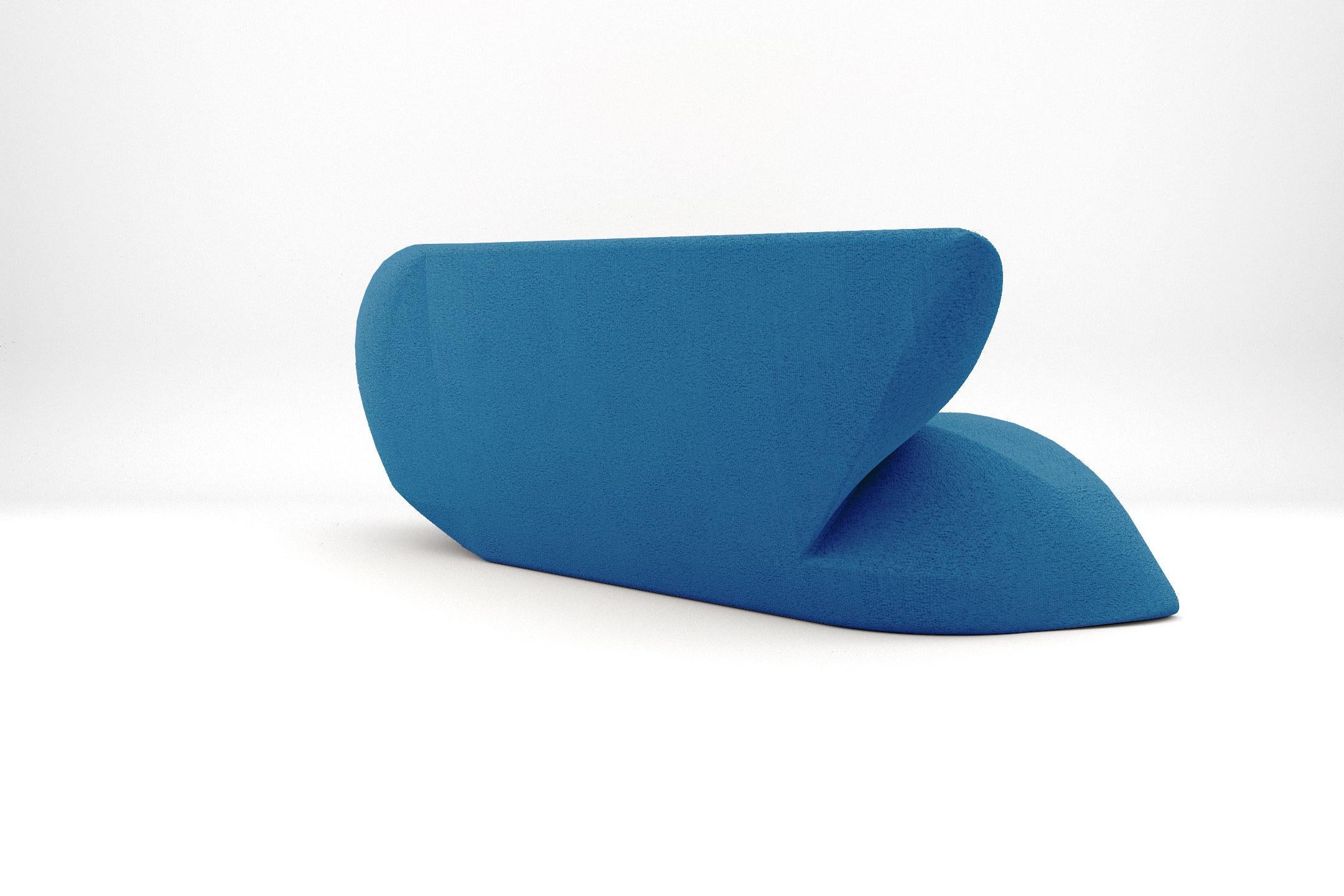 European Delta Sofa - Modern Classic Blue Upholstered Three Seat Sofa For Sale
