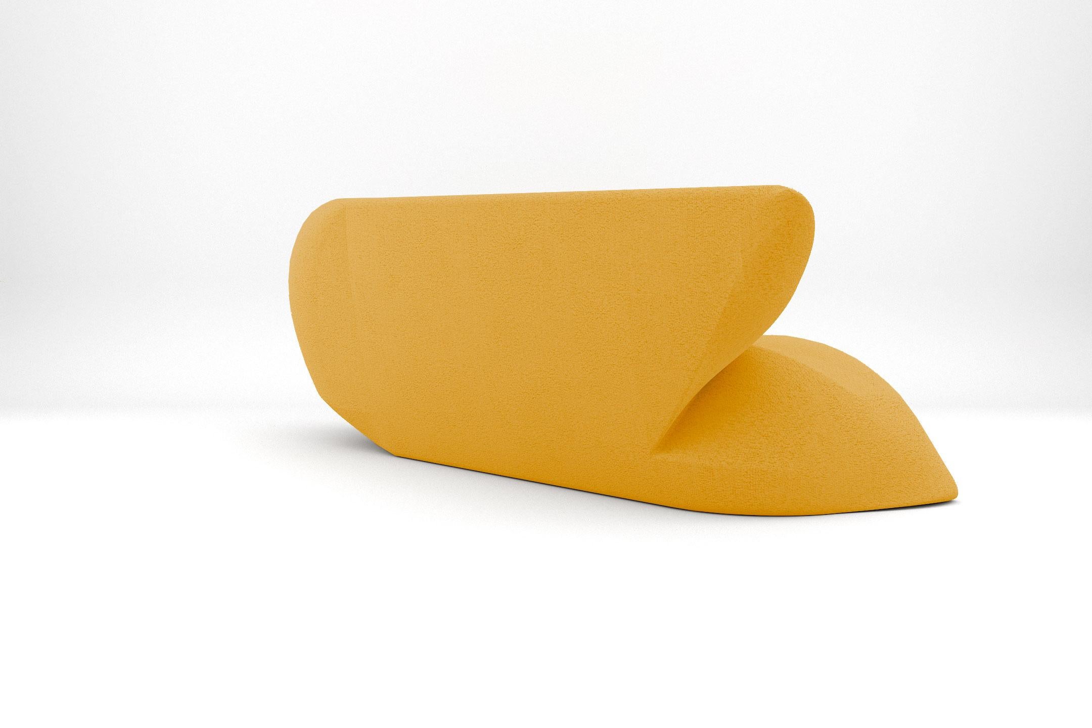 Moderne Canapé Delta moderne tapissé à la main jaune citron en vente