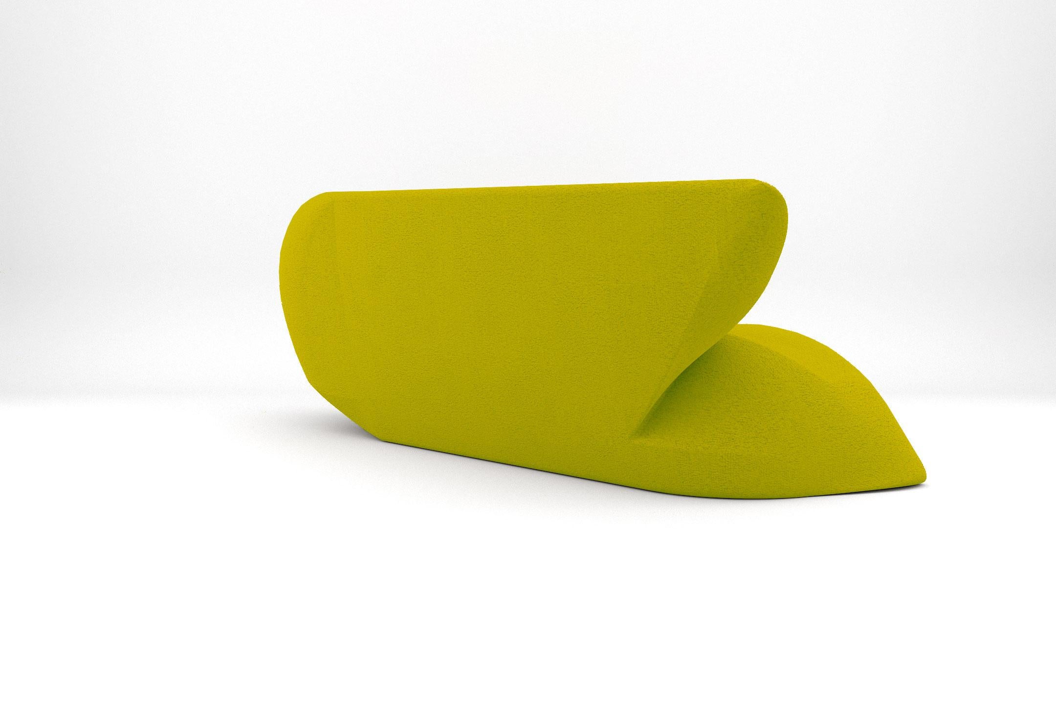 European Delta Sofa - Modern Lime Green Upholstered Three Seat Sofa For Sale