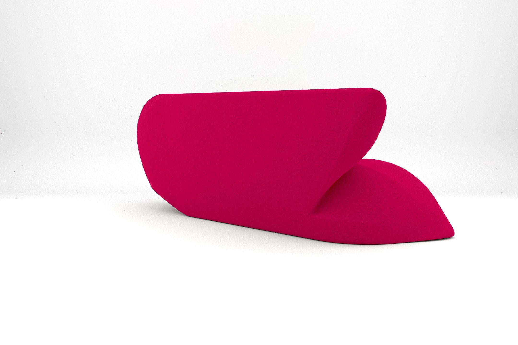 European Delta Sofa - Modern Handcrafted Raspberry Red Upholstered Three Seat Sofa For Sale