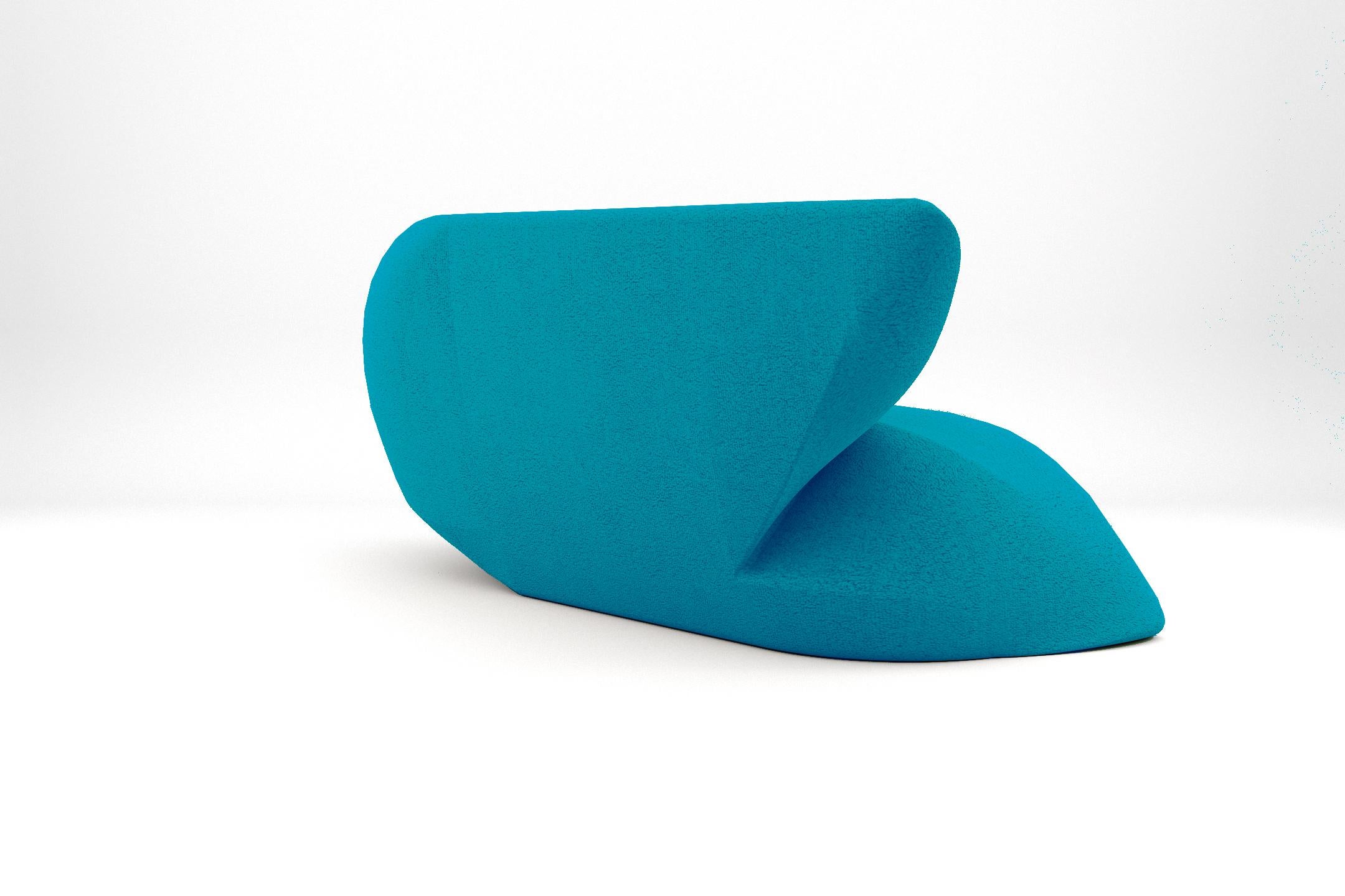 European Delta Sofa - Modern Sky Blue Upholstered Two Seat Sofa For Sale