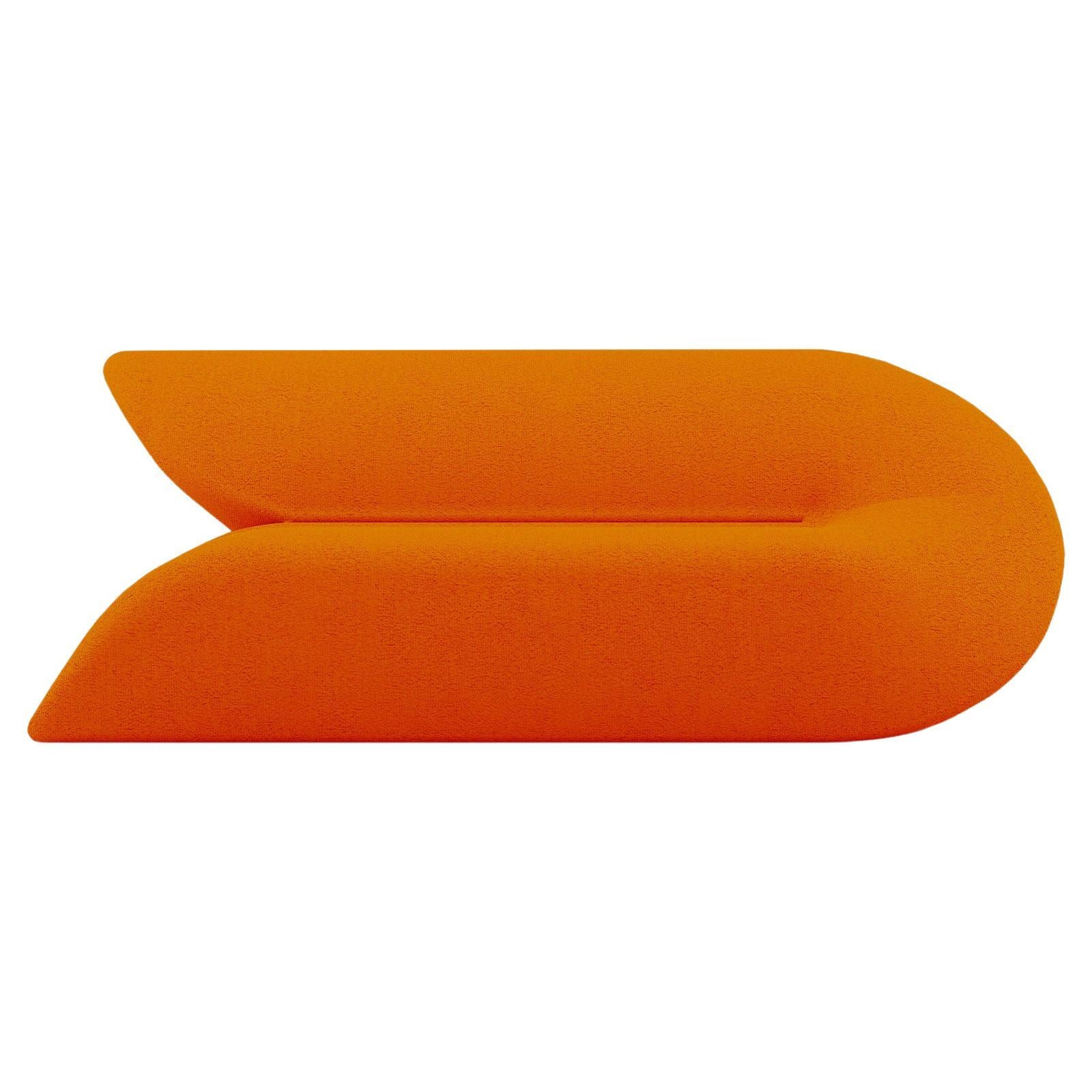 Delta Sofa - Modern Tangerine Orange Upholstered Three Seat Sofa For Sale