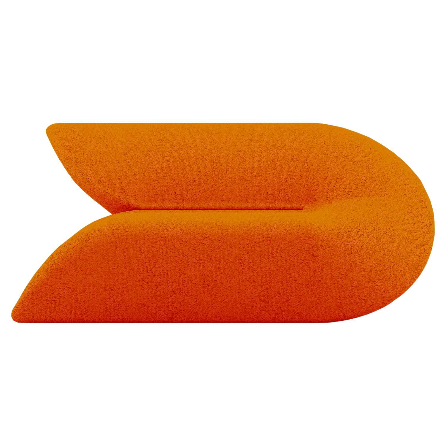 Delta Sofa - Modern Tangerine Orange Upholstered Two Seat Sofa For Sale