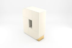 Delta Wardrobe - Modern Handcrafted White Lacquer Wardrobe with Brass Details