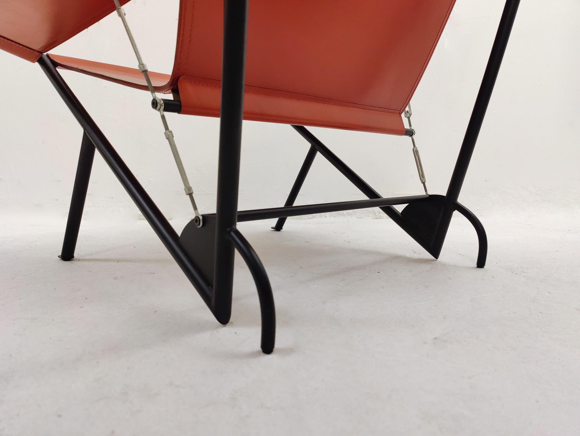 Deltaplano Armchair by Carli/Corona for Fasem, Metal and Leather, Italy, 1980s 4