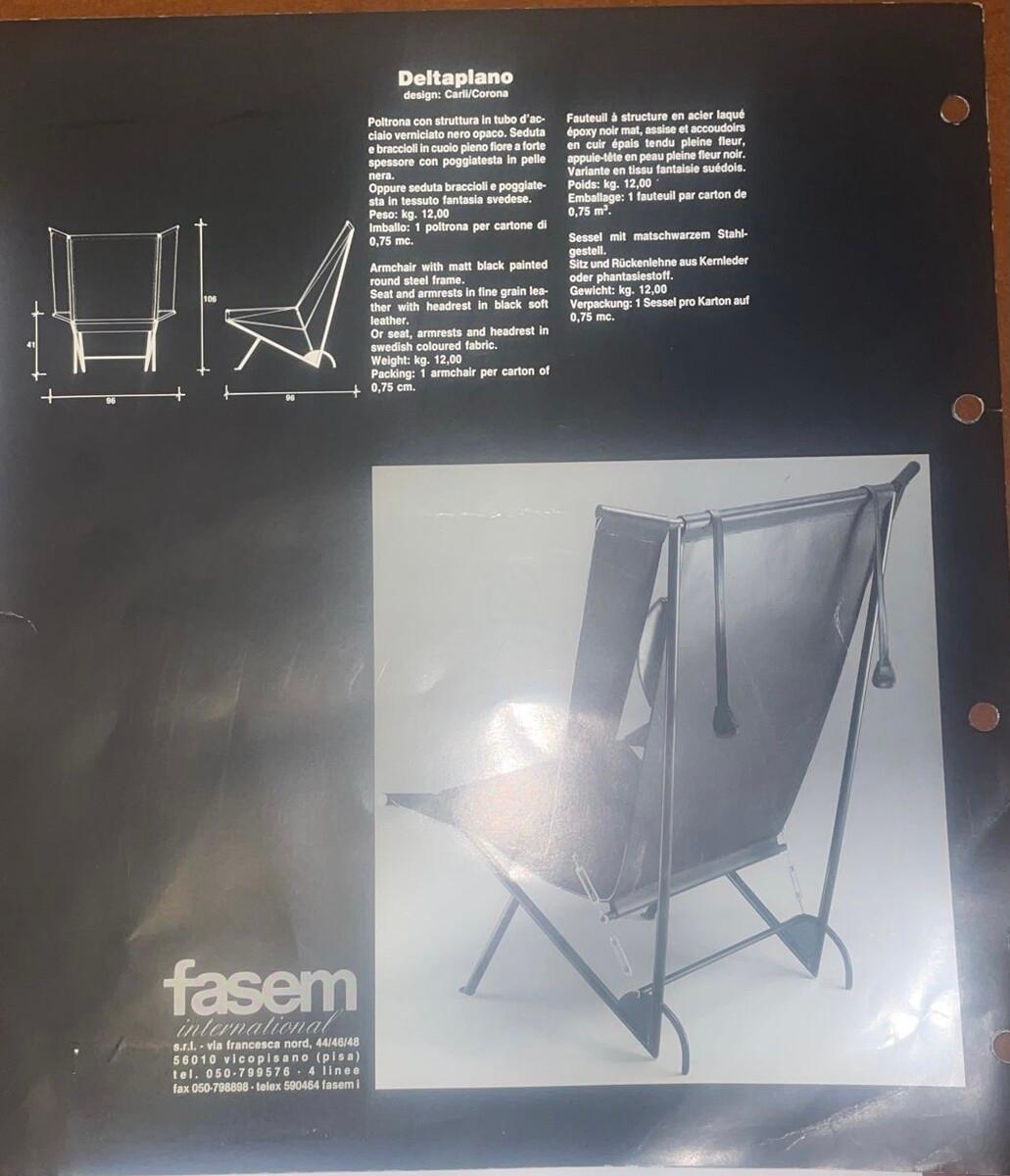 Deltaplano Armchair by Carli/Corona for Fasem, Metal and Leather, Italy, 1980s 5