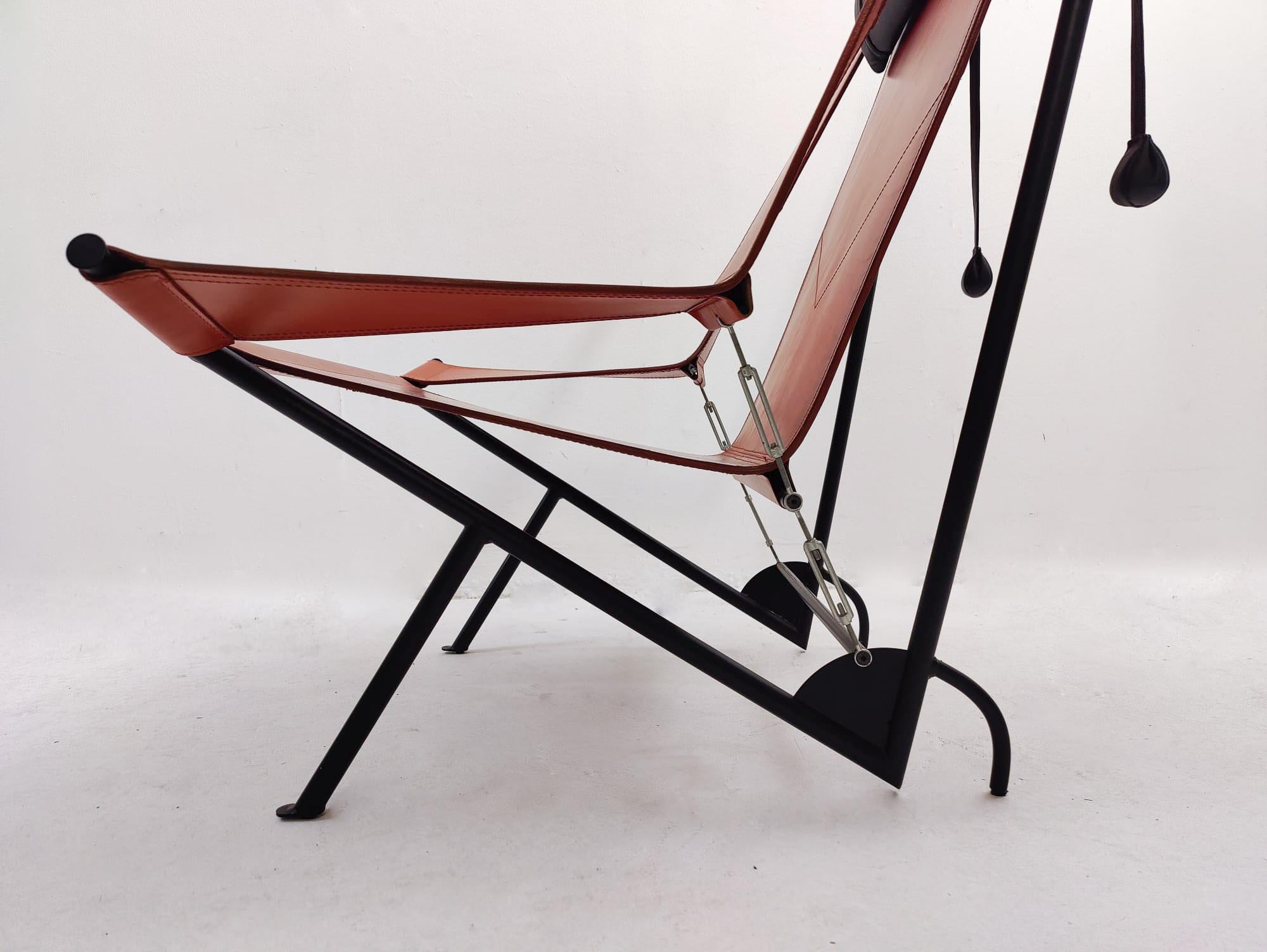 Deltaplano armchair by Carli/Corona for Fasem, Metal and Leather, Italy, 1980s.
