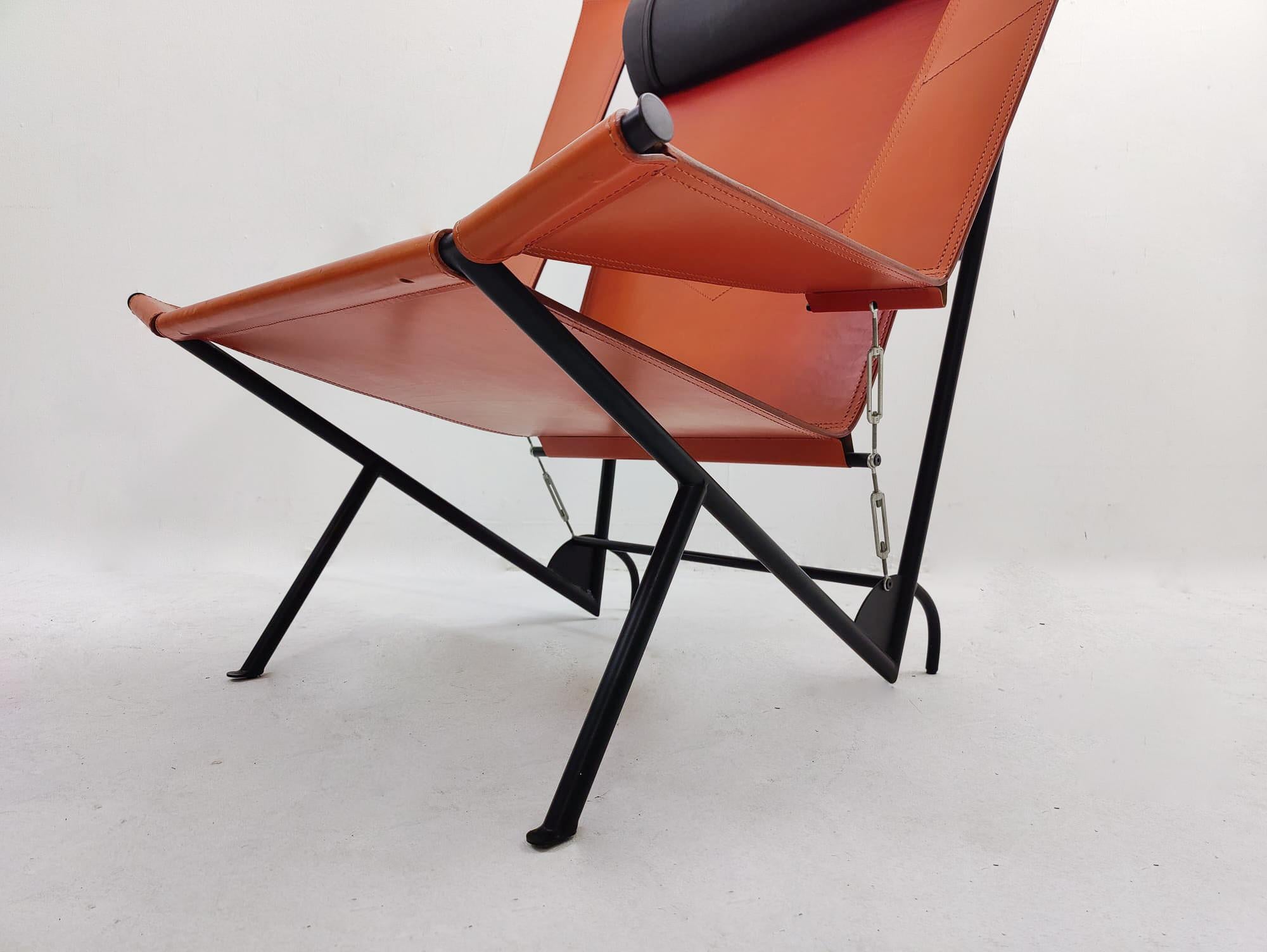 Italian Deltaplano Armchair by Carli/Corona for Fasem, Metal and Leather, Italy, 1980s