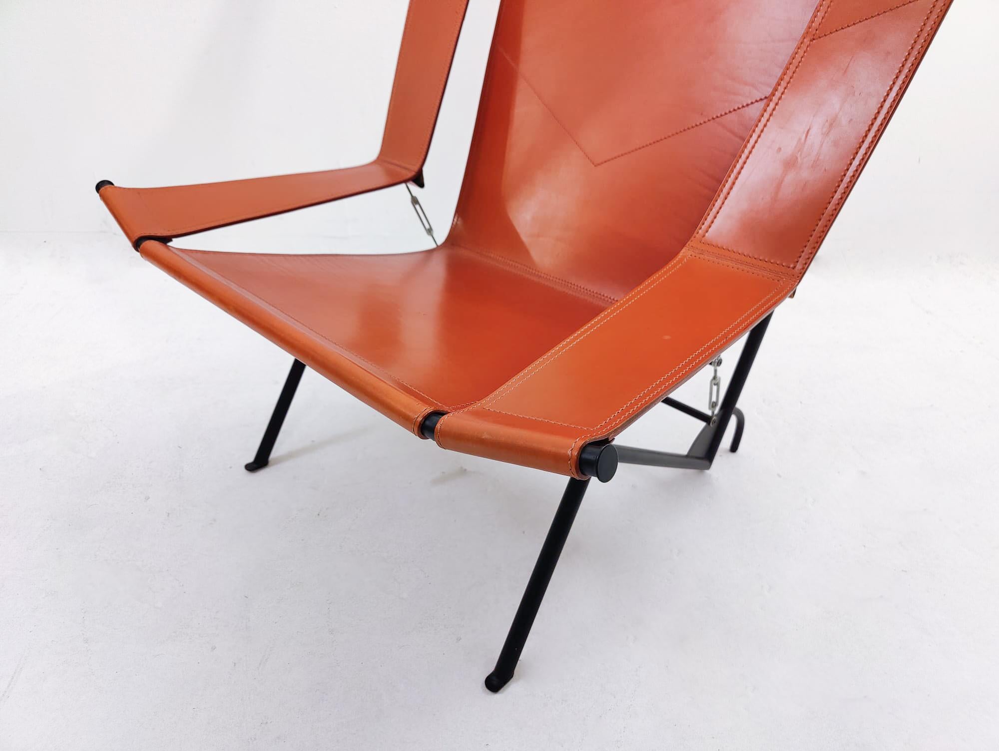 Deltaplano Armchair by Carli/Corona for Fasem, Metal and Leather, Italy, 1980s 2