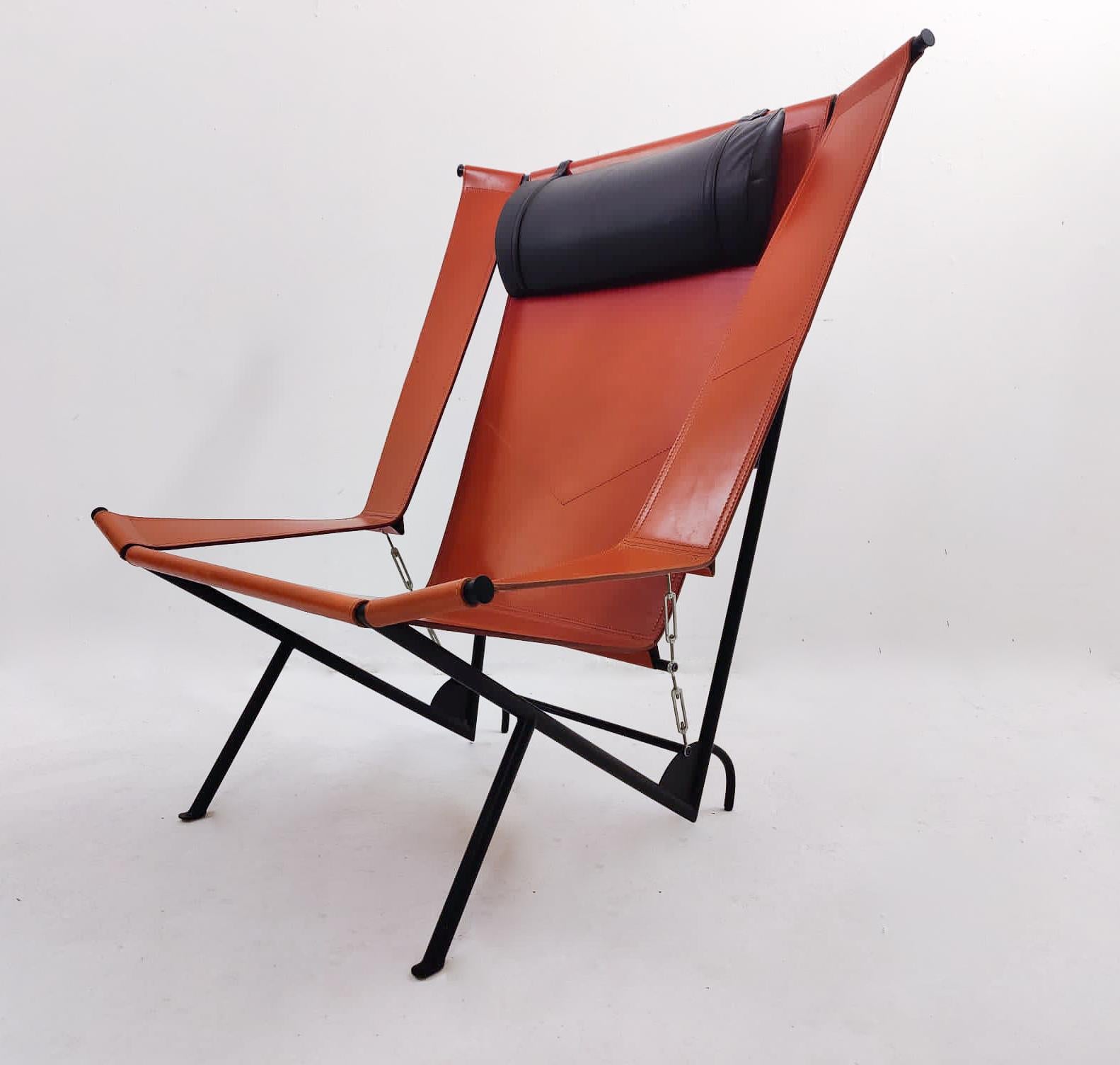 Deltaplano Armchair by Carli/Corona for Fasem, Metal and Leather, Italy, 1980s 3