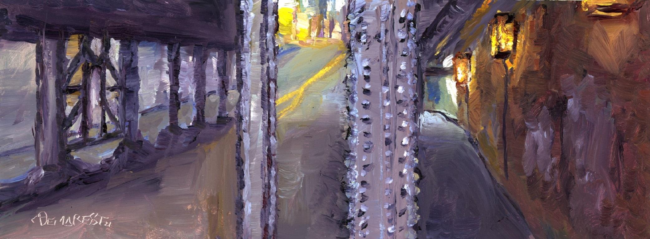 Delton Demarest Landscape Painting - 38th Bridge Under the Tracks