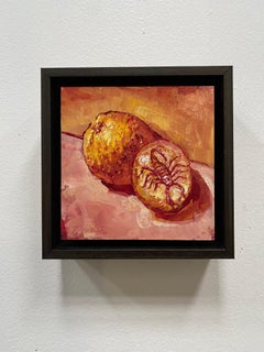 Arancione monocromatico e scorpione, pittura a olio, natura morta, 2023