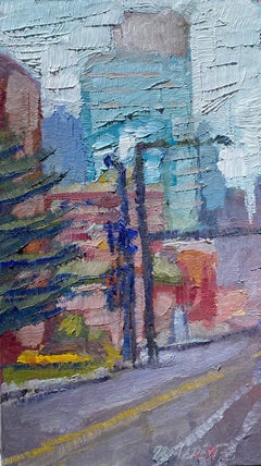 "Snow City Atmosphere" (2025), Original Impressionist Landscape Oil Painting