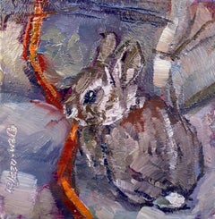 « Studio Bunny » (2024) de Delton Demarest, peinture à l'huile originale