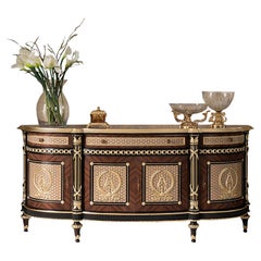 Deluxe Four Door Sideboard with Drawers and Radica Inlays by Modenese