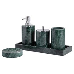 Deluxe Green Guatemala Marble Bathroom Set, Five-Piece Collection, New
