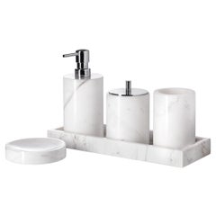 Deluxe White Marble Bathroom Set, Five-Piece Collection, Modern Design