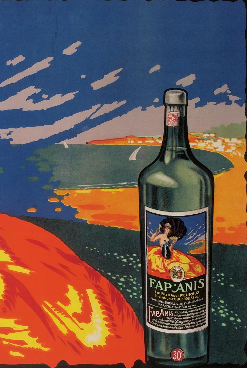 Art déco Affiche vintage d'origine de Delval, Fap Anis, Pastis, Gaby Deslys, Alcohol, 1925