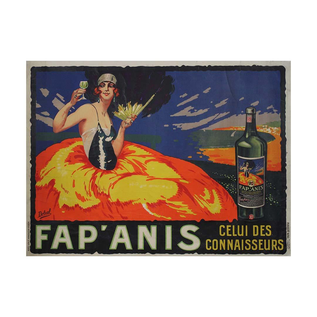 Affiche originale de Delval pour Fap'anis alcohol celui des connaisseurs en vente 3