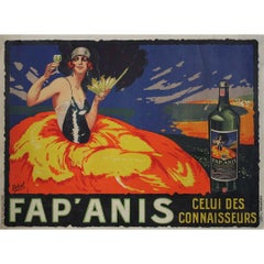 Antique Original poster by Delval for Fap'anis alcohol celui des Connaisseurs