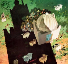Original Vintage Travel Poster For Morocco Africa Shepherd & Sheep Shadow Design