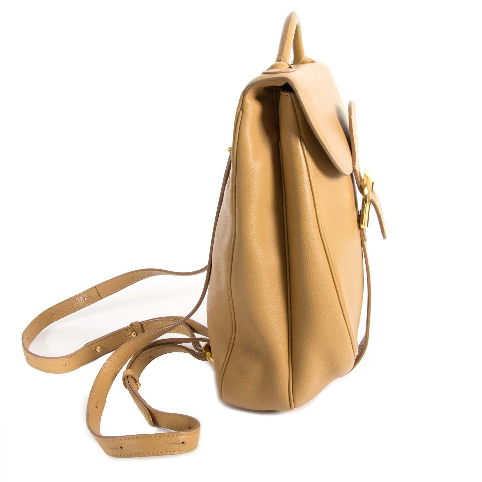 Delvaux Beige Brillant Backpack In Good Condition For Sale In Antwerp, BE