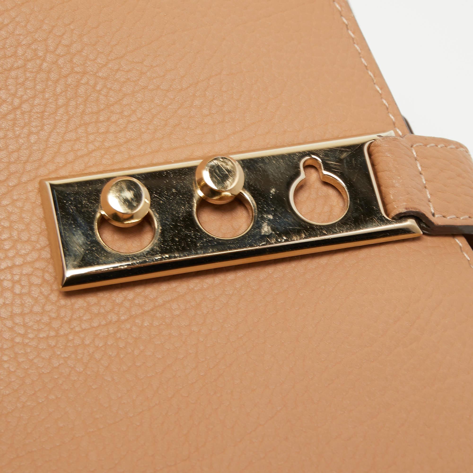 Women's Delvaux Beige Leather Tempete GM Top Handle Bag