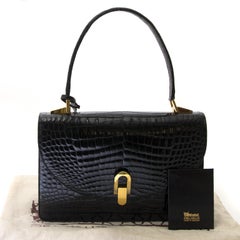 Delvaux Black Croco Handbag