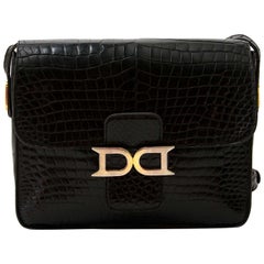 Delvaux Black Crocodile Bourgogne Shoulder Bag