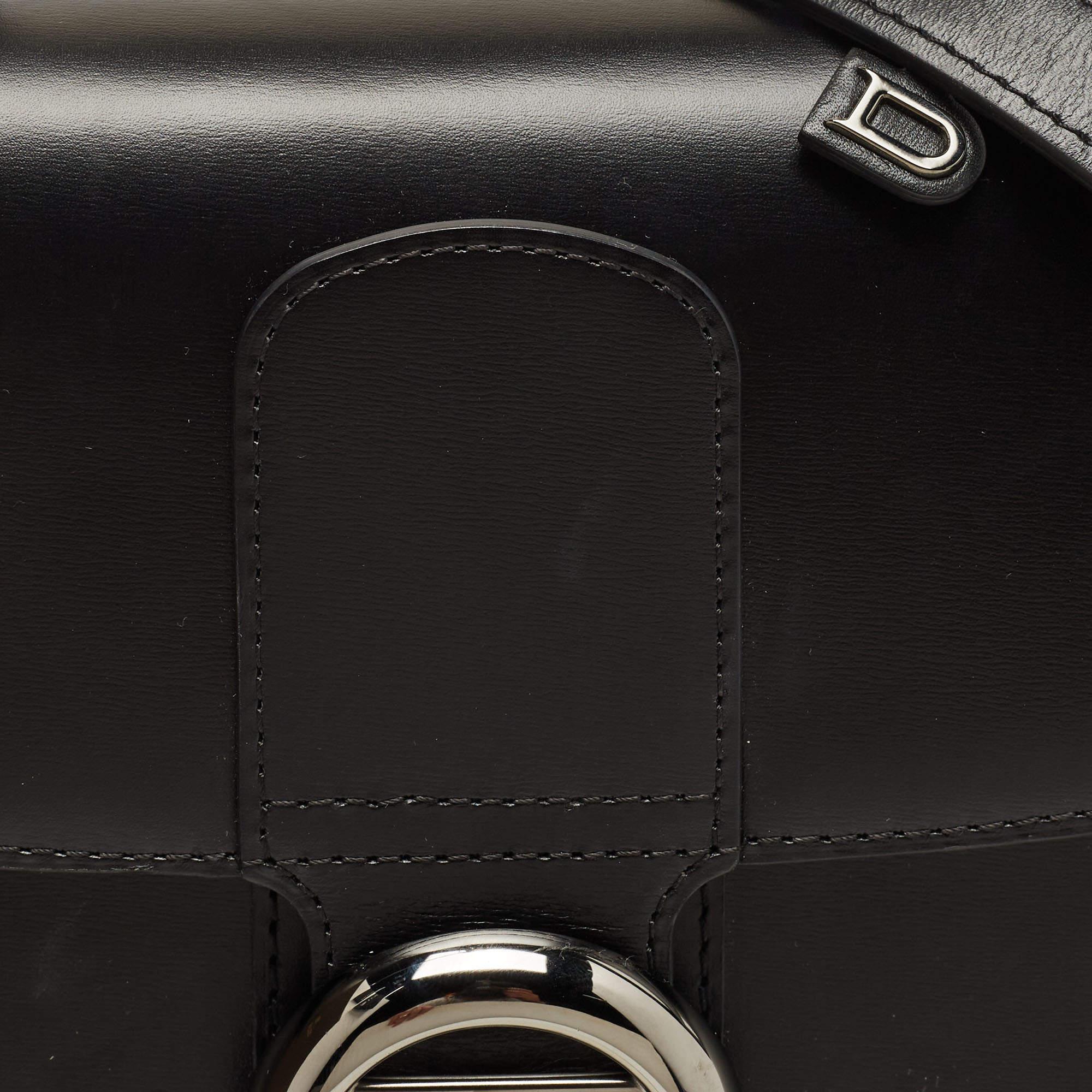 Delvaux Black Leather Brillant MM Top Handle Bag 6