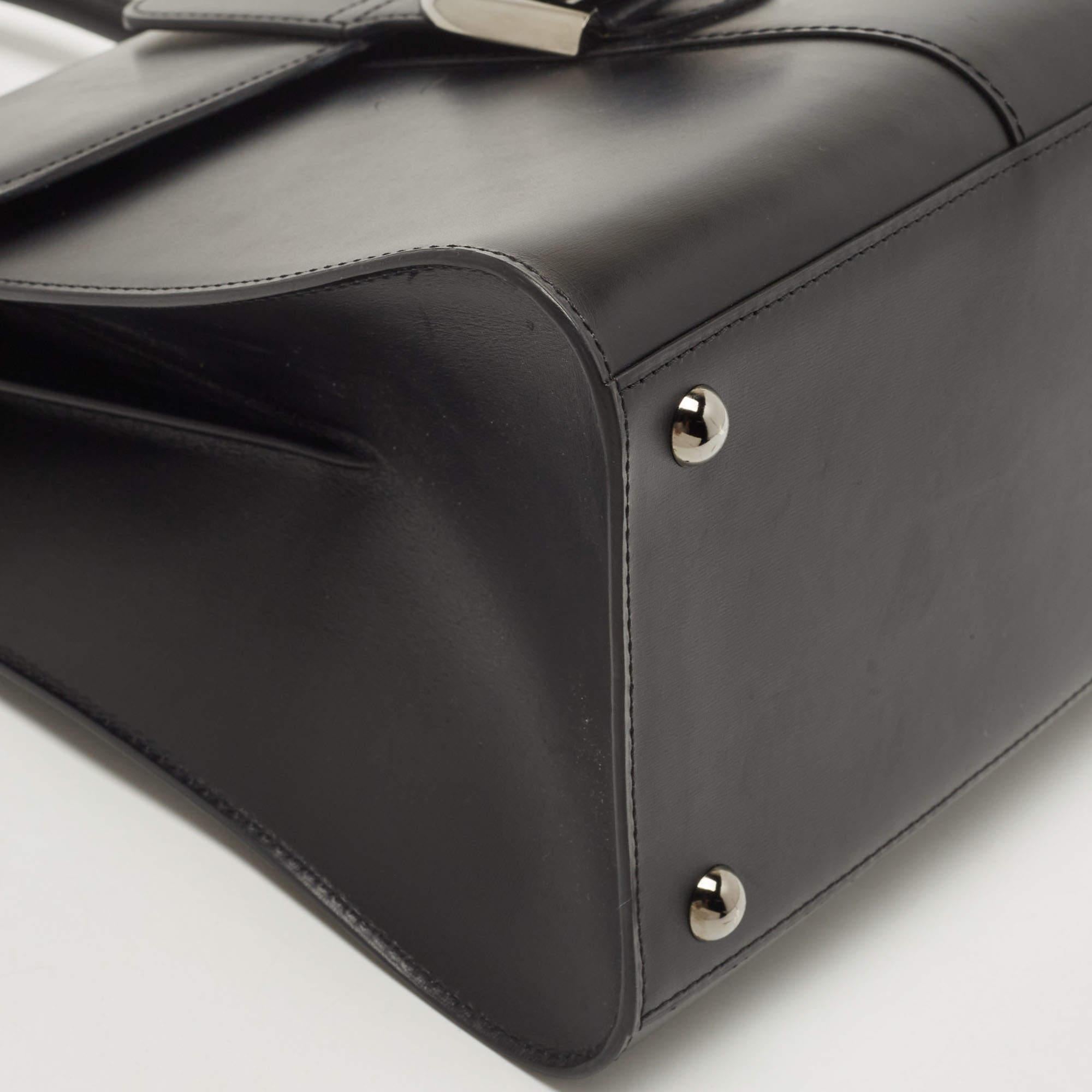 Delvaux Black Leather Brillant MM Top Handle Bag 2