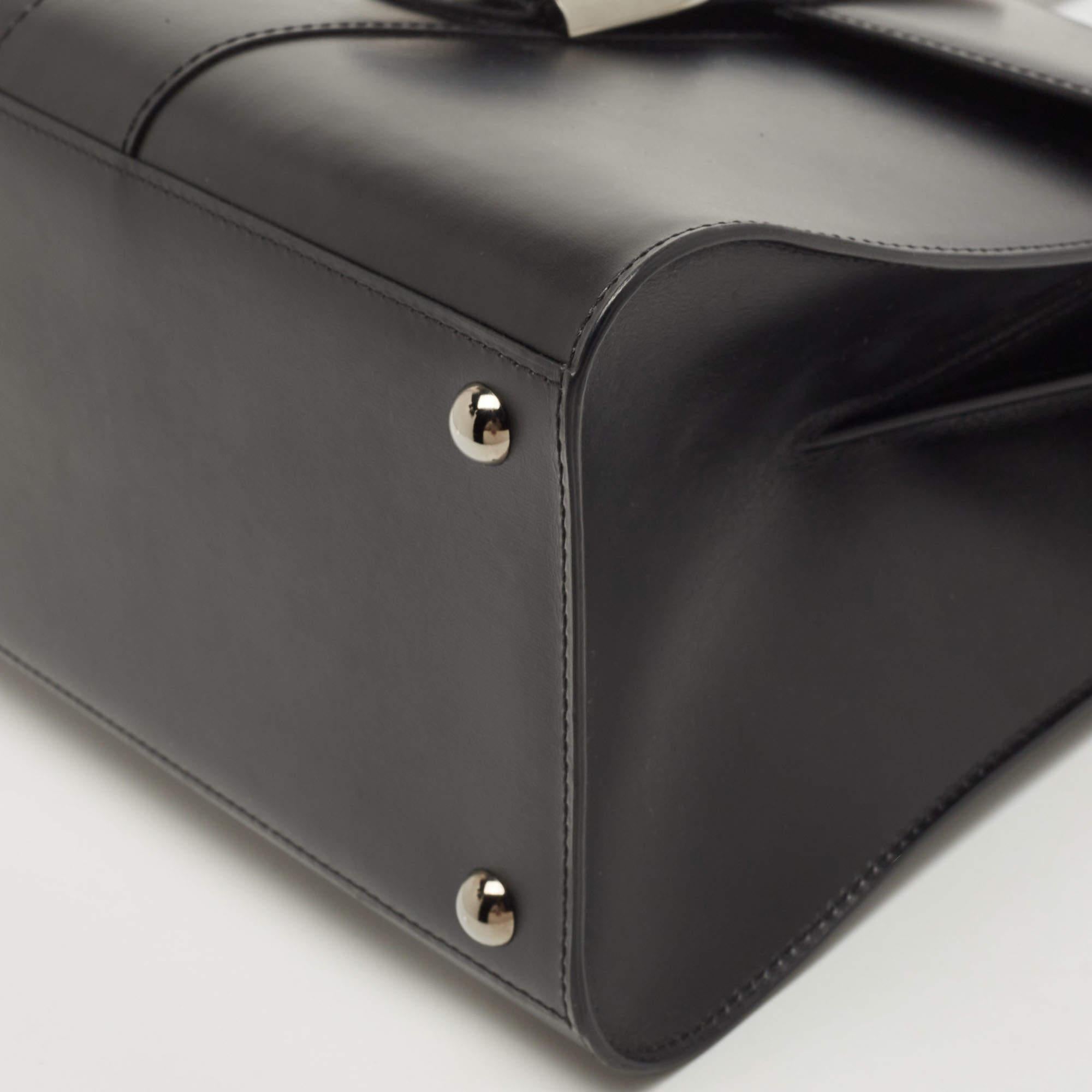 Delvaux Black Leather Brillant MM Top Handle Bag 3