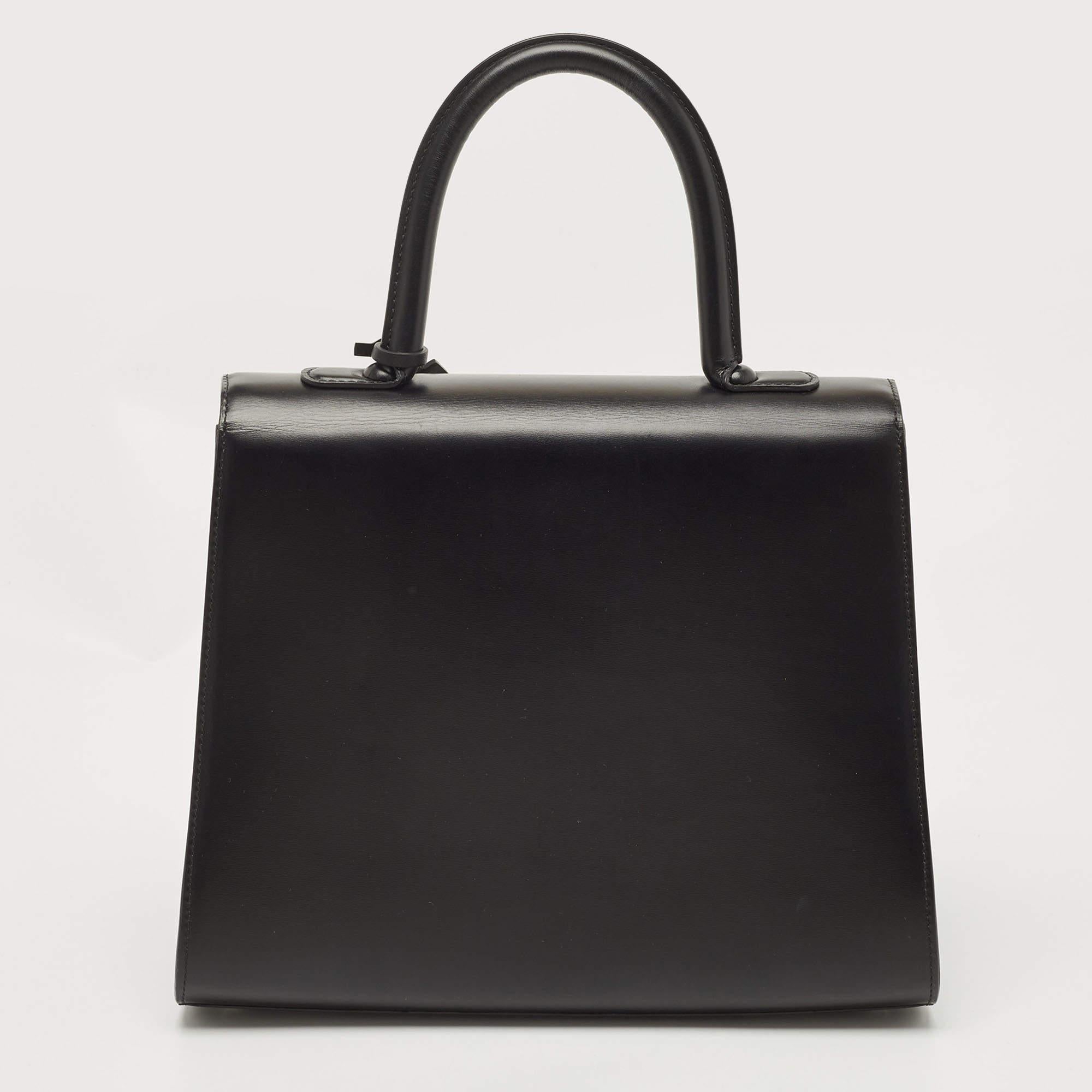 Delvaux Black Leather Brillant MM Top Handle Bag 4