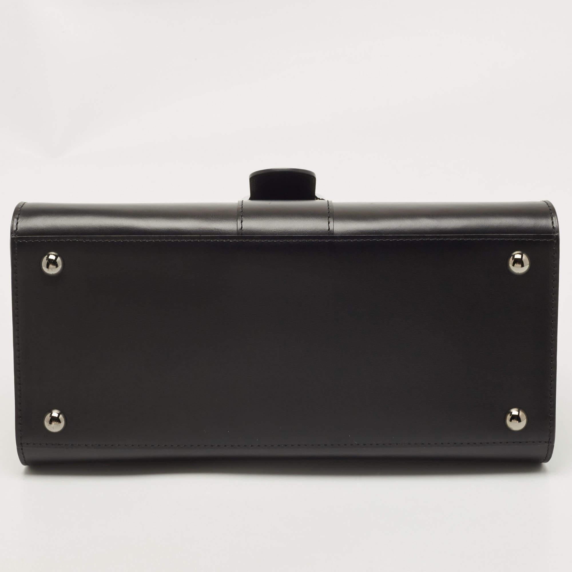 Delvaux Black Leather Brillant MM Top Handle Bag 5