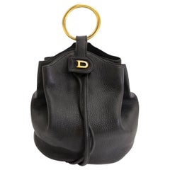 Delvaux Black Leather Bucket Bag