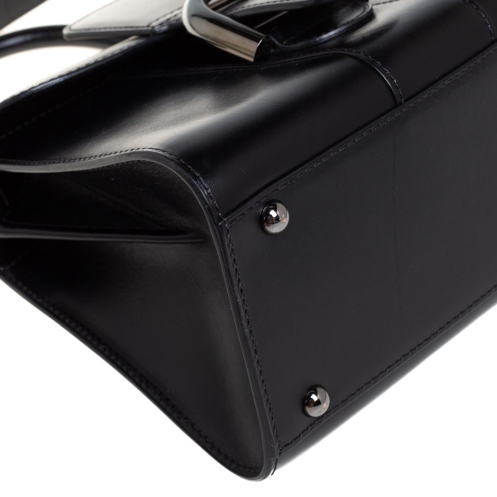 Delvaux Black Leather Mini Le Brillant Top Handle Bag In Good Condition In Dubai, Al Qouz 2