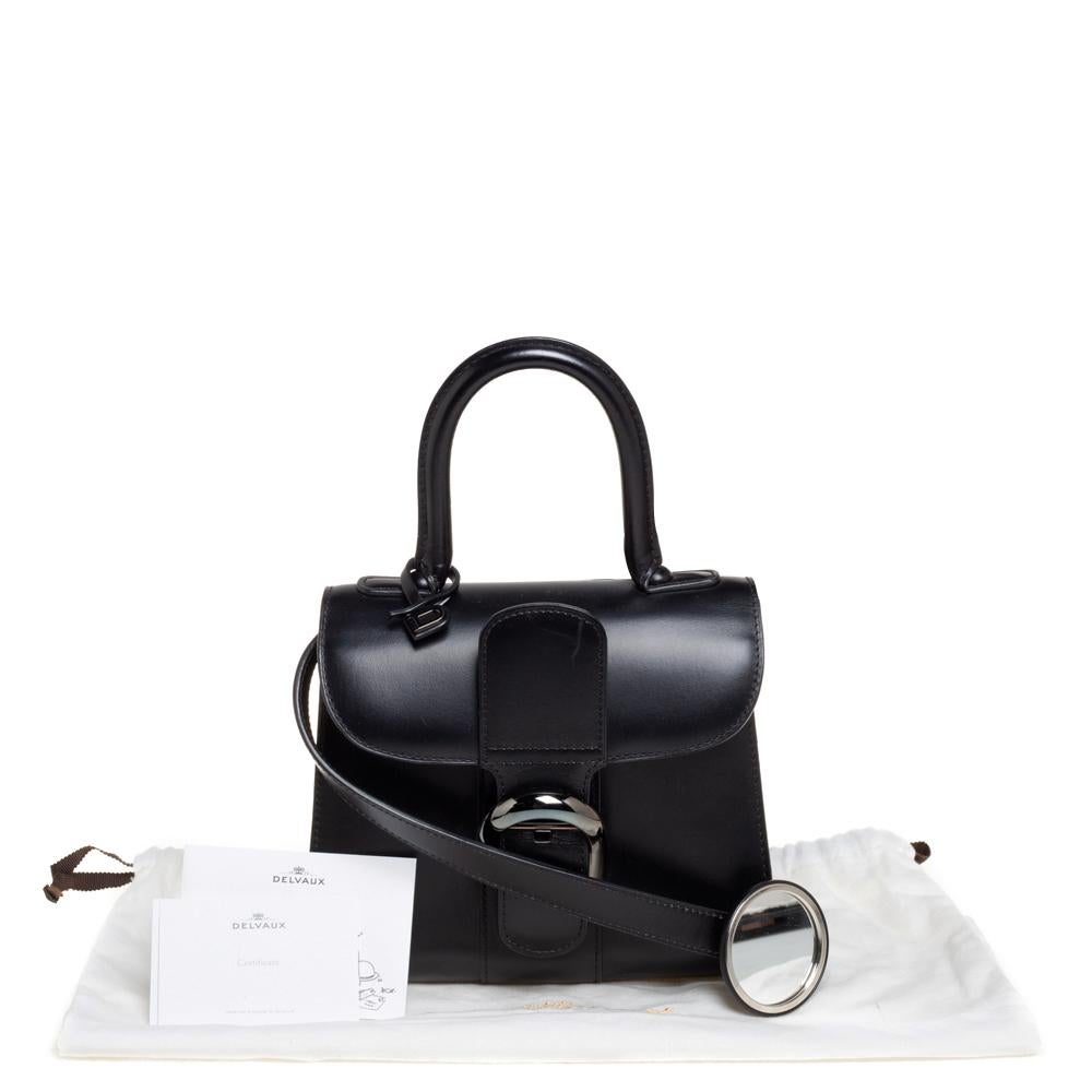 Delvaux Black Leather Mini Le Brillant Top Handle Bag 1