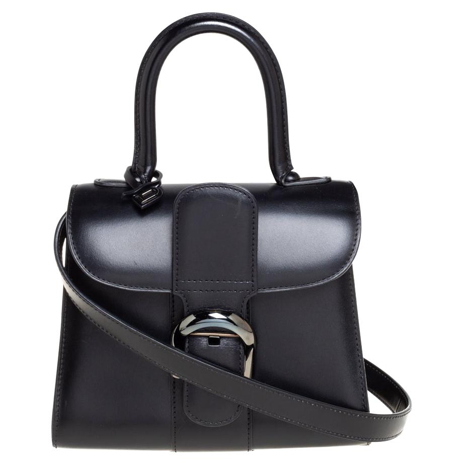Delvaux Black Leather Mini Le Brillant Top Handle Bag