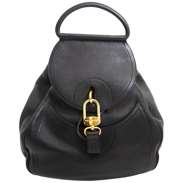 delvaux pebbled leather backpack Brillant Rucksack 90's shaped pocket Leather backpack Delvaux Purple in